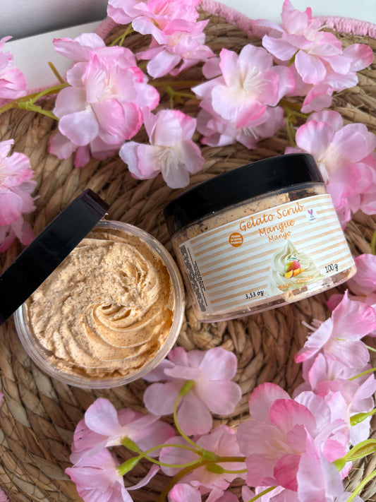 Chantilly de douche exfoliante à la poudre de noyau d'abricot - Mangue